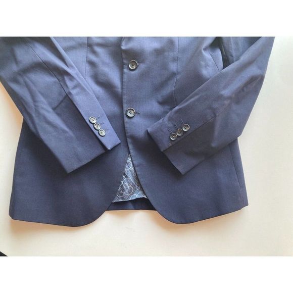 Men's LOUIS VUITTON UNIFORMS Navy Blue Virgin Wool Blazer Suit Jacket, Size 44 - Picture 4 of 14